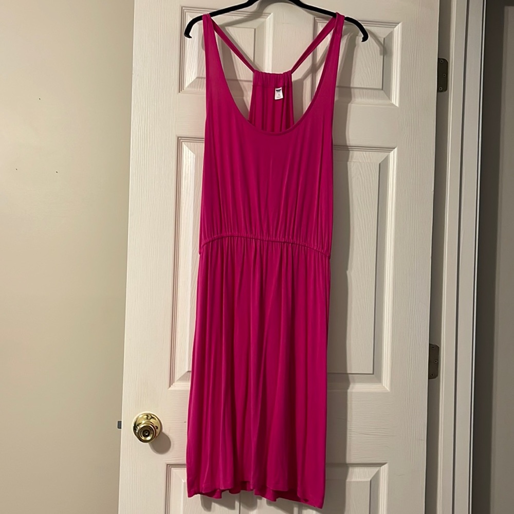 Plus size hot pink sporty racerback summer dress